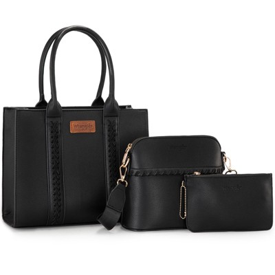 tote bag for womens purses and handbags for women black satchel bags 3pcs purse set gifts medium crossbody with guitar strap WG3-8321BK