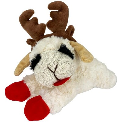 Multipet Lamb Chop Dog Toy with Antlers, Medium Size