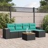 vidaXL 6 Piece Patio Sofa Set with Cushions Black and Blue Poly Rattan - 2 of 4