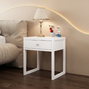 KIGFTSOD Modern White Nightstand with Drawer, Minimalist Bedside Table with Wood Knob,White - 1 of 4