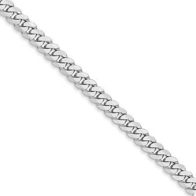 Black Bow Jewelry 3.9mm 14k White Gold Beveled Solid Curb Chain Necklace