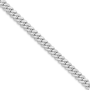 Black Bow Jewelry 3.9mm 14k White Gold Beveled Solid Curb Chain Necklace - 1 of 4