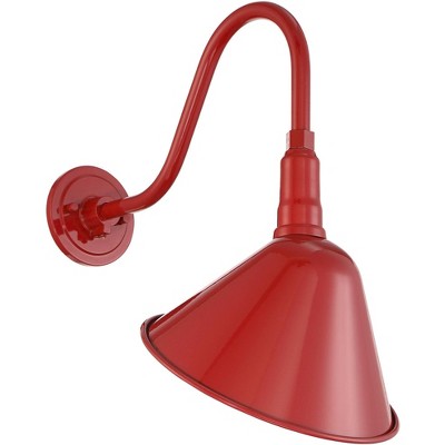 Franklin Iron Works Rustic Farmhouse Outdoor Barn Light Fixture Red 18" Curving Gooseneck RLM for Exterior House Porch Patio Deck