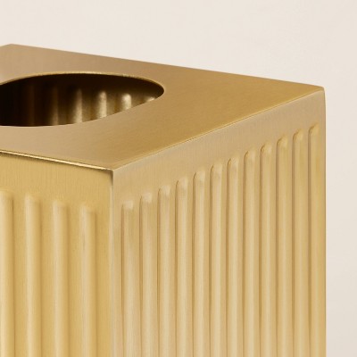 Antique Brass Fluted Bathroom Tissue Box Cover