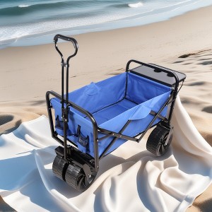 FURNIinspire Wheelbarrows And Lawn Carts Collapsible Garden, Beach Utility Cart With All-Terrain Wheels, Folding Wagon Cart, Blue, 39“*20"*43" - 1 of 4