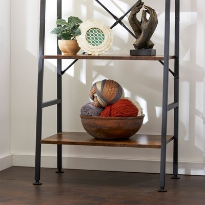 Jomeed Rustic Modern 4-Tier Brown Wood and Steel Bookshelf