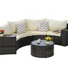 Outdoor Sofa Set, Sectional Half-Moon Sofa, PE Wicker Sofa With Cushions, Sofa Set with Tempered Glass Round Coffee Table-Coolbibila - 3 of 4