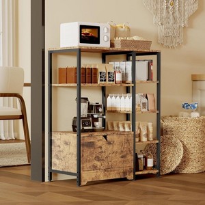Bakers Rack with Storage Cabinet,5-Tier Coffee Bar with Shelves,Farmhouse Microwave Oven Cart Stand,Kitchen Storage Shelf with Cabinet - 1 of 4