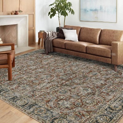 Vintage Washable Area Rug – Non-Slip, Large Boho Indoor Carpet for Bedroom, Living Room, Dining Room, Home Office