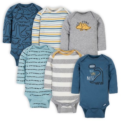 Gerber Baby Boys' Long Sleeve Onesies Bodysuits - 6-pack : Target