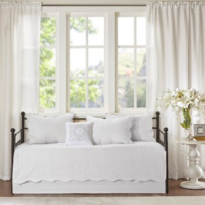 SEVOBAL Daybed Cover Set Quilted Cover Daybeds Pre-Washed Cotton Filled Coastal Bedding Scallop Edge Shams Bedskirt Pillow - 1 of 4