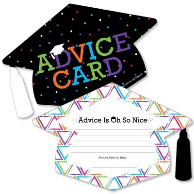 Big Dot of Happiness Hats Off Grad - Grad Cap Wish Card Graduation Party Activities - Shaped Advice Cards Games - Set of 20