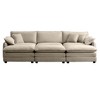 115.34" Corduroy Sectional Sofa Bed with Double-Layer Cushions & 3 Ottomans - 4 of 4