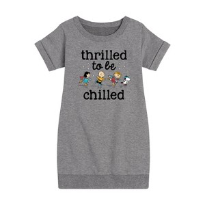 - Peanuts - Snoopy and Friends Thrilled To Be Chilled Graphic Short Sleeve Fleece Dress - 1 of 4
