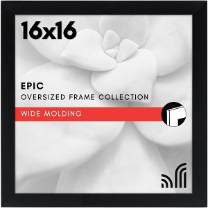 Americanflat 16x16 Poster Frame in Black with Polished Plexiglass - Horizontal and Vertical Formats with Included Hanging Hardware - 1 of 4