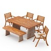 Christopher Knight Home Clara Rustic 6 Piece Outdoor Rattan Slatted Acacia Wood Dining Set with Cushions - 2 of 4