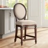 55 Downing Street Dark Walnut Wood Bar Stool Brown 24" High French Vintage Retro Gray Cushion with Backrest Footrest for Kitchen Counter Island Home - 2 of 4