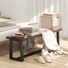 Costway 56.5"L Large Table Bench Wood Dining Bench with Wavy Edge & Metal Frame Coffee/Black - 2 of 4