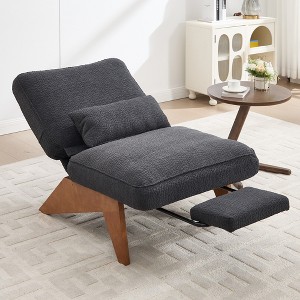 MOONMISS Comfortable Circle Velvet Adjustable Accent Chair and Footrest Set, Thick-Padded Lounge Chair For living room - 1 of 4