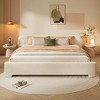 Elegant Platform Bed, Boucle Fabric Upholstered Bed Frame with Soft Headboard, Full/Queen/King Size, White - ModernLuxe - 2 of 4
