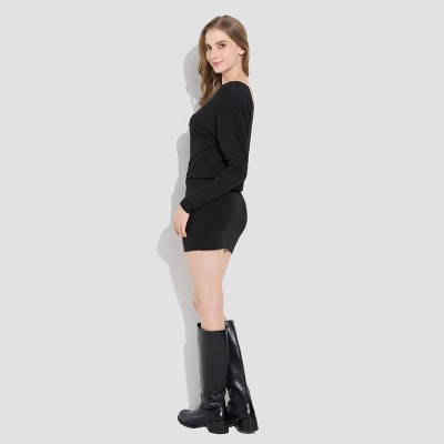 Женские платья Wild Fable Women's Long Sleeve Knit Mini Bodycon Dress - Wild Fable™ Black XL — фото 3