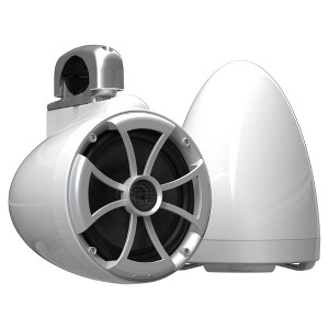 Wet Sounds ICON 8-W FC SA V2 - White ICON8 - ICON Series 8" Coaxial Tower Speakers, Pair with Silver Aluminum Fixed Clamps (pair) - 1 of 4