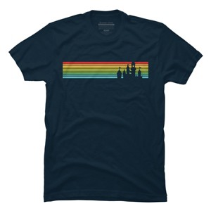 Men's Design By Humans Castle Silhouette Amongst a Rainbow Stripe By T-Shirt - 1 of 2