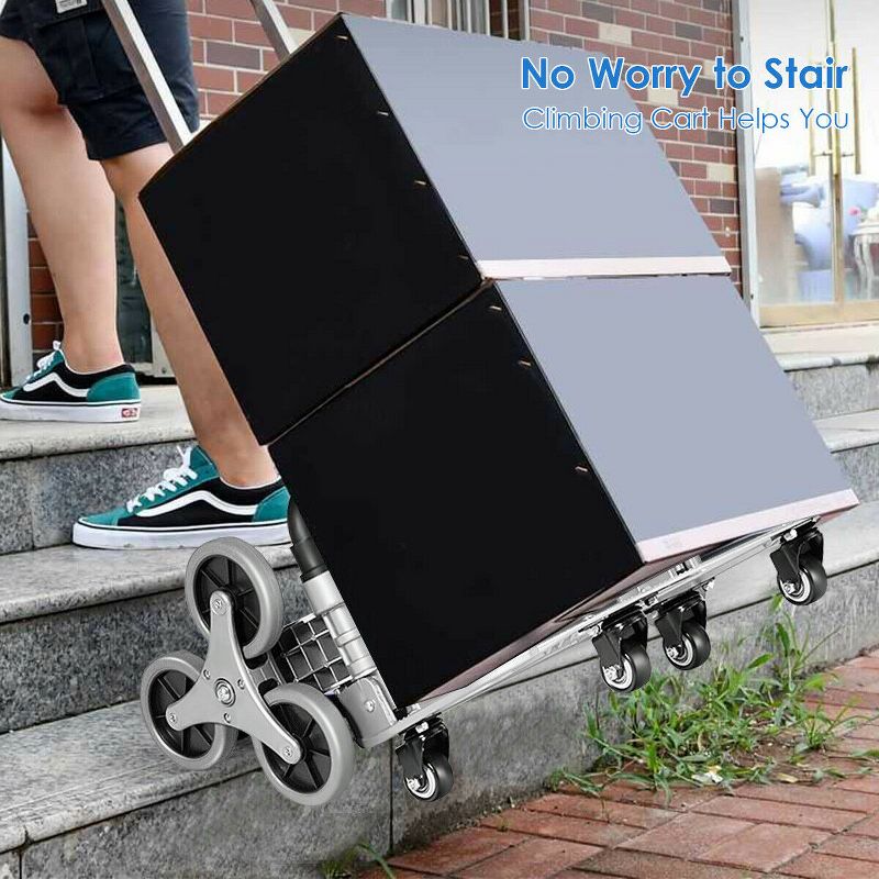 Costway Folding Stair Climbing Cart Portable Hand Truck Utility Dolly w/ Bungee Cord, 3 of 11