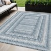 Teal Blue And Ivory Geometric Washable Indoor Outdoor Area Rug - 2 of 4