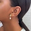 Adornia 14k Gold Plated Freshwater Pearl Crystal Flower Earrings - 2 of 4