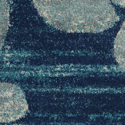 Serene Blossom Navy & Light Blue Viscose 6' x 9' Area Rug