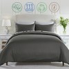 Pack of 4 Dark Gray, 3 Piece, Oversized King- 100% Cotton Duvet Cover Set - Premium 400 Thread Count, Smooth Sateen Weave, Button Closure, Corner Ties - 4 of 4