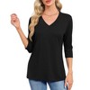 Tops for Women Summer Fall Shirts Basic 3/4 Sleeve Tees V Neck Tunics Casual Dressy Blouses - 2 of 3