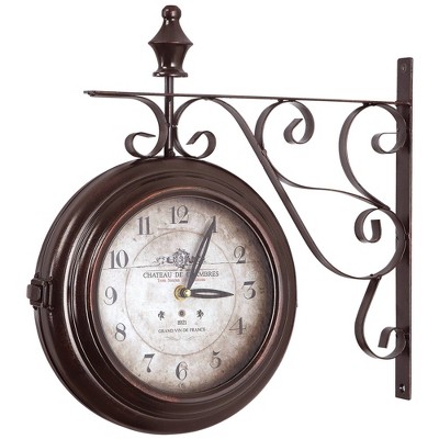 Double Sided Iron Wall Clock Black - Yosemite Home Decor