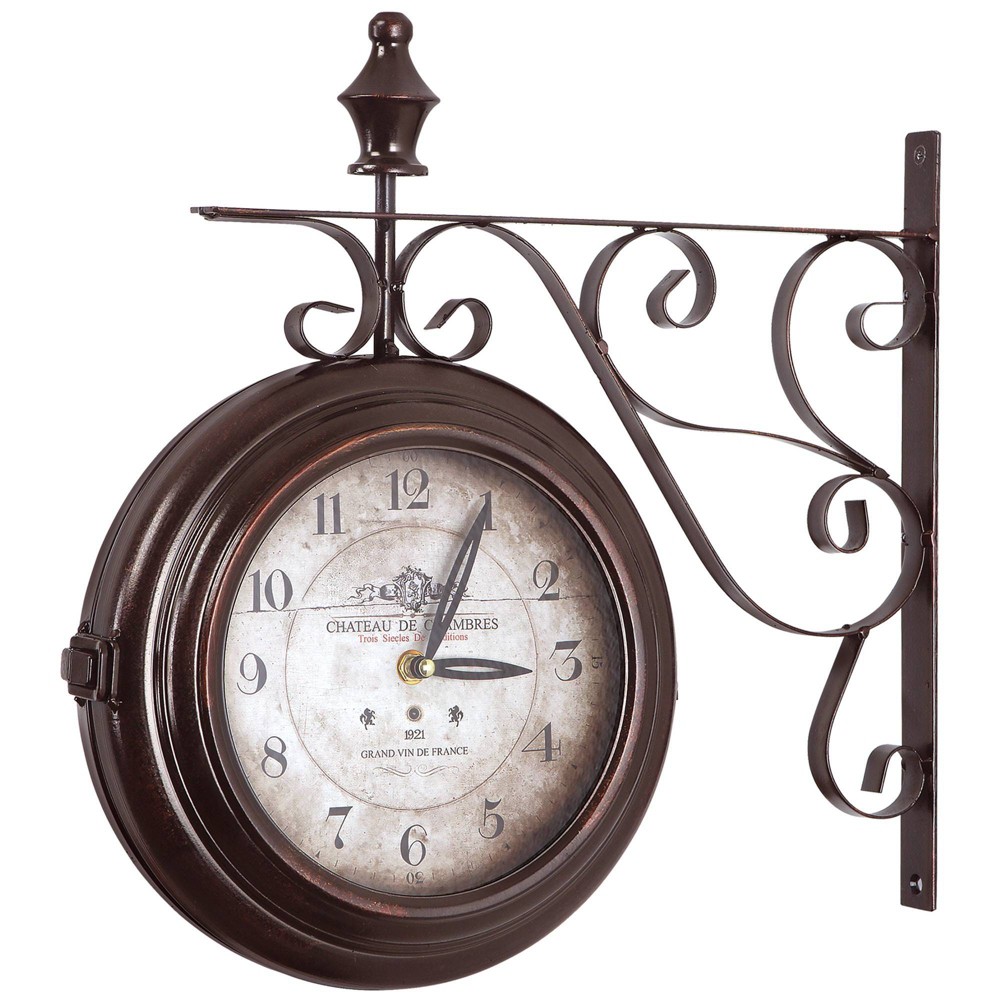 UPC 845805045890 product image for Double Sided Iron Wall Clock Black - Yosemite Home Decor | upcitemdb.com