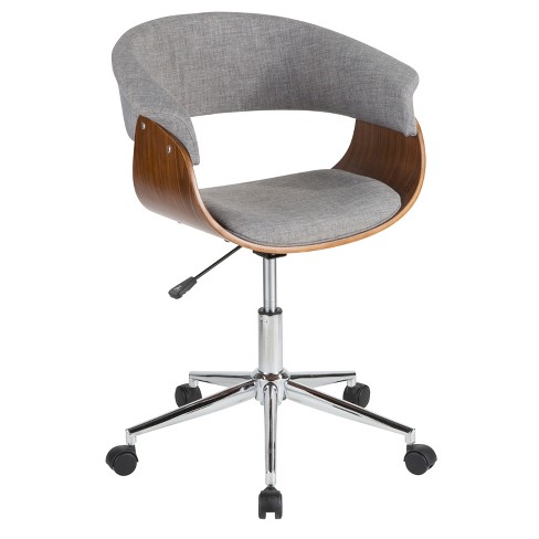 Vintage Mod Mid Century Modern Office Chair Walnut/Gray 