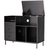 Munora 27.6" Record Player Stand - Built-In Power Outlet + USB Ports, Flip-Down Dust Lid, Black Wood Grain Turntable Console for Living Room/Bedroom - 4 of 4