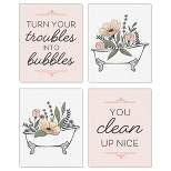 Big Dot of Happiness Turn Your Troubles Into Bubbles - Unframed Bathroom Linen Paper Wall Art - Set of 4 - Artisms - 8 x 10 inches Colorful