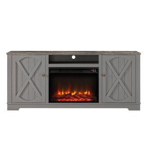 Farmhouse TV Stand for TVs up to 70'' with Electric Fireplace & Storage Cabinets - Festivo - 1 of 4