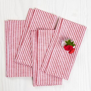 Solino Home Striped Linen Dinner Napkins | Narrow Stripe - 1 of 4