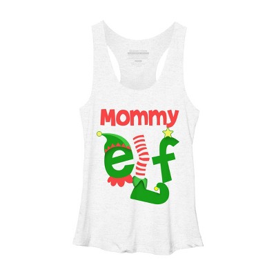 Women's Design By Humans Mommy Elf Christmas By personalized Racerback Tank Top
