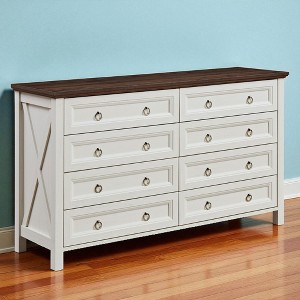 Dresser 8-Drawer Sideboard Storage Cabinet, Rustic Wood Buffet Console with Barn Door Style, Accent Organizer for Living Room, Hallway, Kitchen - 1 of 4