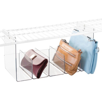 mDesign Plastic Divided Purse Storage Organizer for Closets - 2 Pack -  Clear 