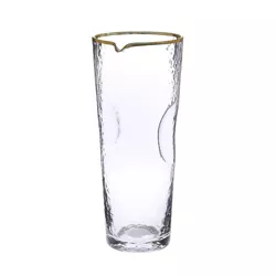 Classic Touch Pebble Glass Water Pitcher with Gold Rim
