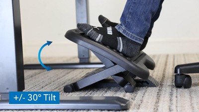 Ergonomic Black Adjustable Under Desk Footrest with Massaging Rollers