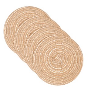 Unique Bargains Woven Braided Washable Decorative Round Placemat 4 Pcs - 1 of 4