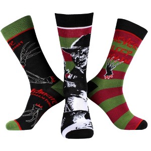 A Nightmare On Elm Street Socks Freddy Krueger Movies Men's 3 Pack Crew Socks - 1 of 4