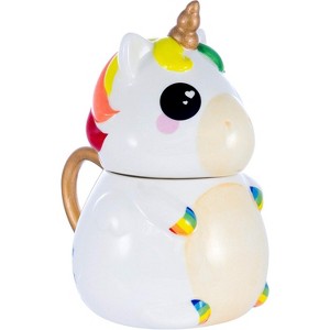 Underground Toys Rainbow Unicorn Coffee Mug w Lid - Great Gift for Kids and Adults - Ceramic, Great Chirstmas Gift for Unicorn Lovers - 1 of 4