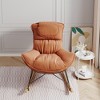 Velvet Fabric Light Luxury Single Rocking Sofa Chair with Ergonomic Design, Detachable & Washable Cushion, and Natural Wood Base - 3 of 4