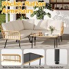 Acekool 3-Piece Wicker Patio Bistro Set with Glass Top Side Table and Cushioned Rattan Chairs for Outdoor Balcony, Porch, Backyard – Beige - 4 of 4